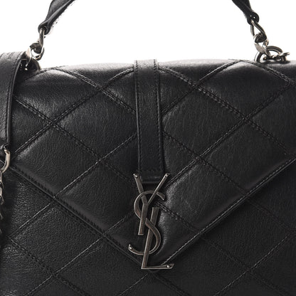 Saint Laurent Calfskin Matelasse Diamond Quilted Monogram Medium College Bag Black 15 of 16