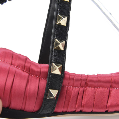Valentino Garavani Satin Rockstud Ankle Strap Ballet Flats 35 Fuchsia 10 of 13