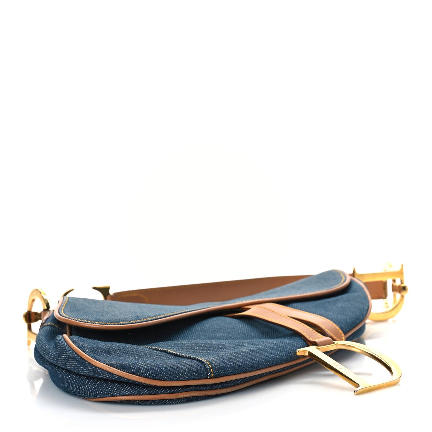 Denim Calfskin Saddle Bag Blue