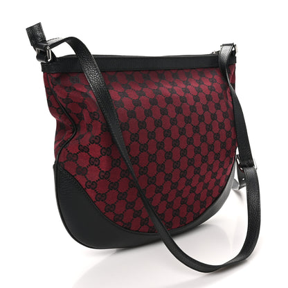 Gucci Denim Monogram Large Half Moon Hobo Red 3 of 10
