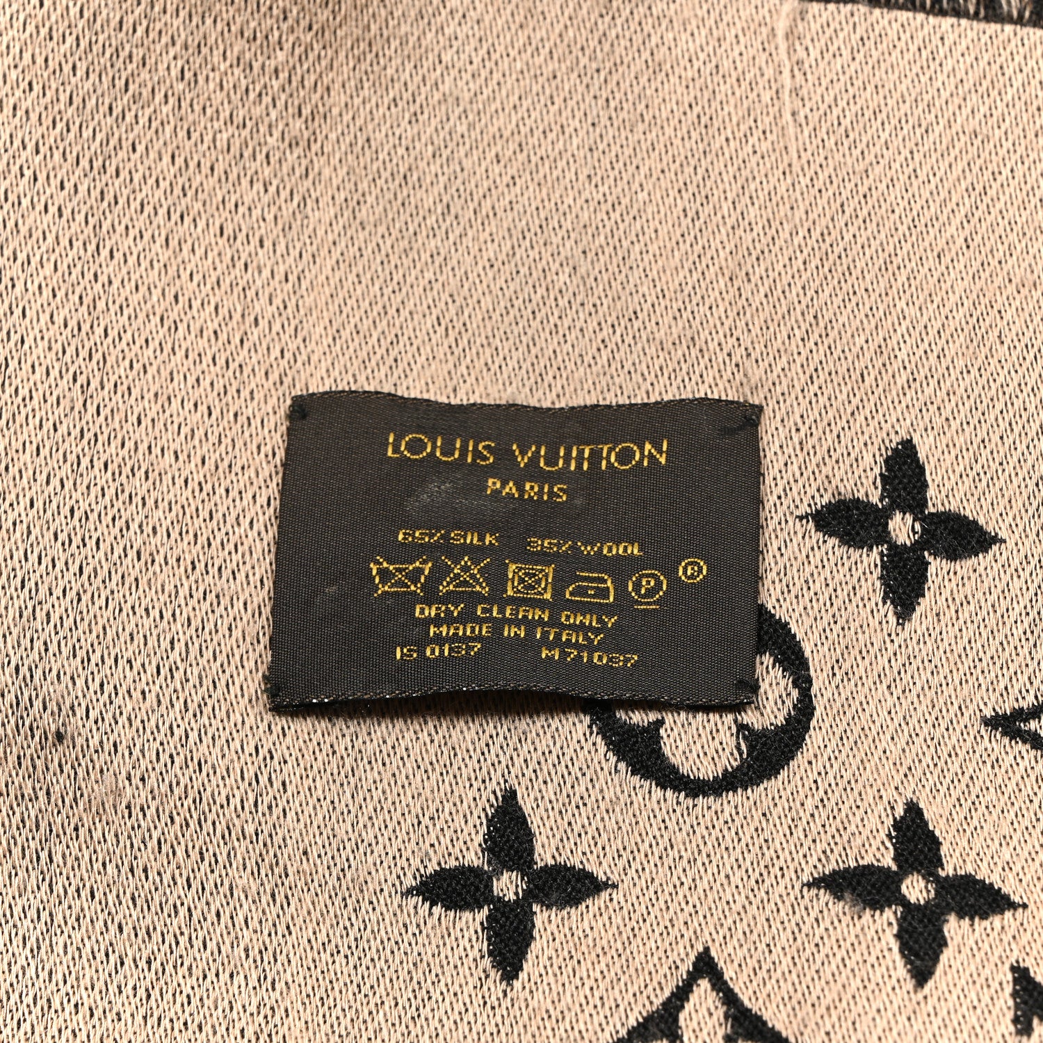 Louis Vuitton Wool Silk Monogram So LV Chale Beige Black 3 of 5