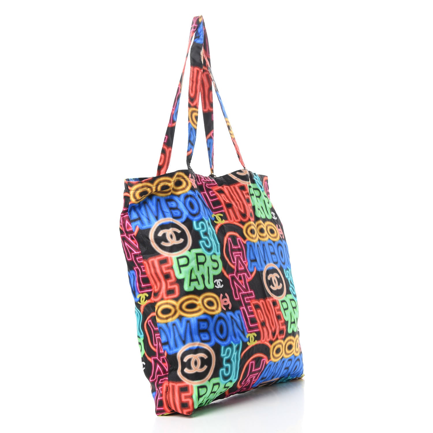 Chanel Caviar Fabric Quilted Foldable Tote With Chain Black Multicolor 6 of 18