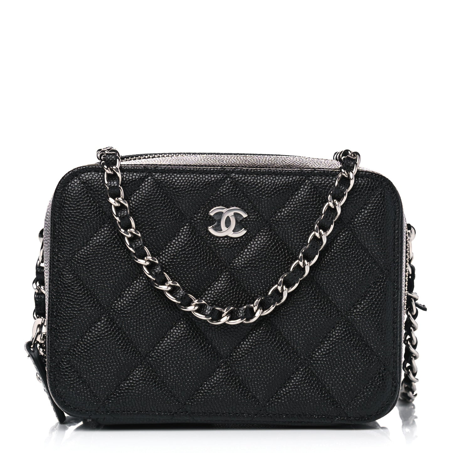 Caviar Quilted CC Vanity Case With Chain Black