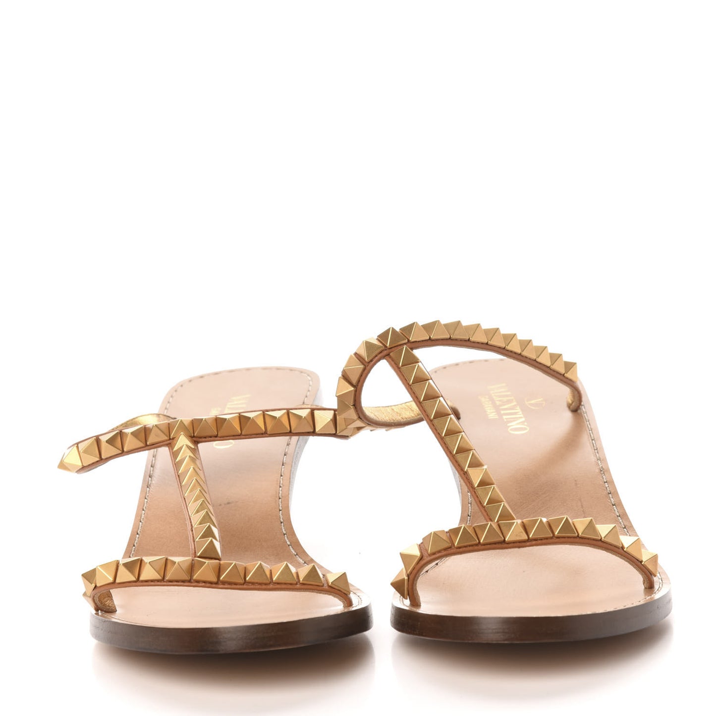 Calfskin Rockstud No Limit Sandals 35 Tan