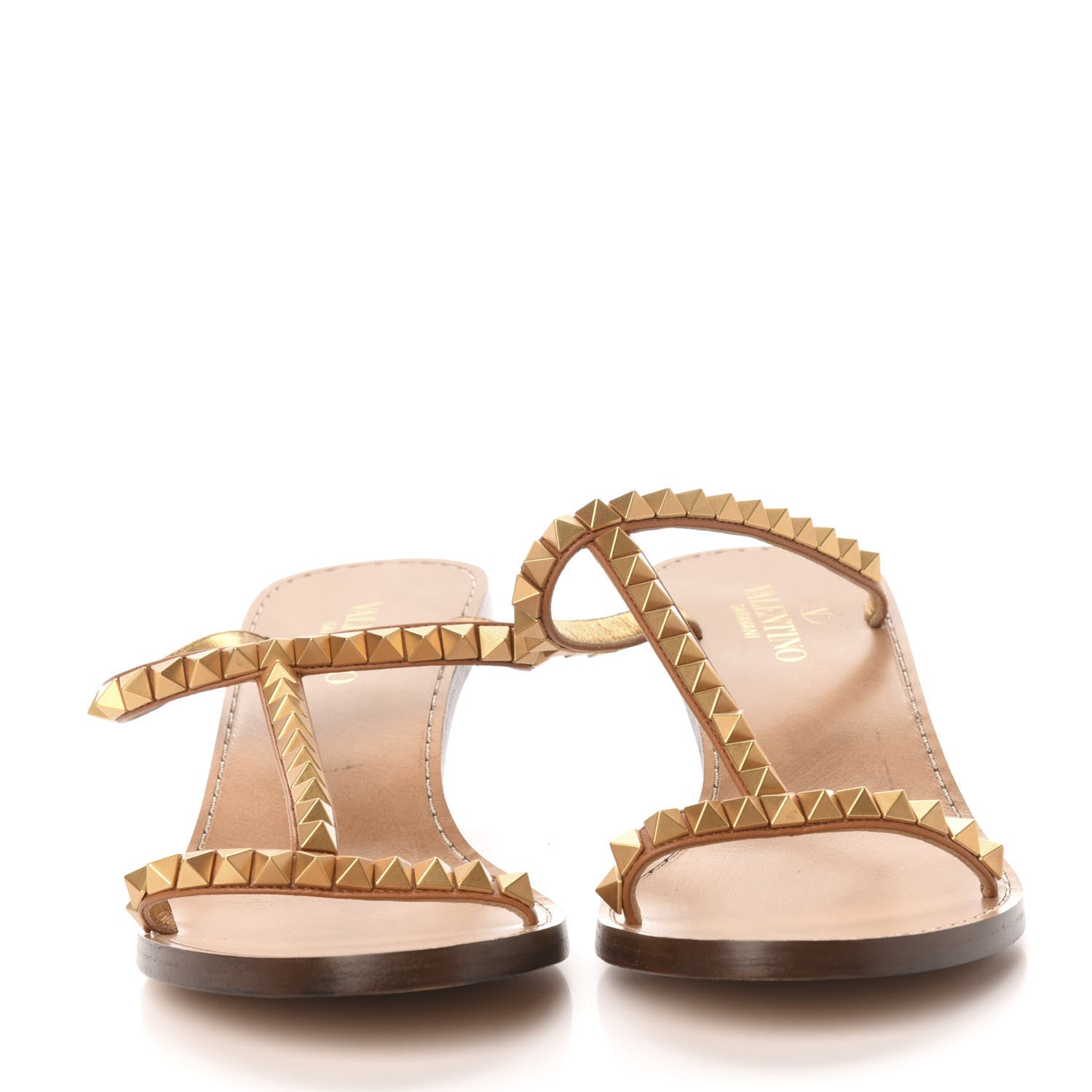 Valentino Garavani Calfskin Rockstud No Limit Sandals 35 Tan 2 of 7