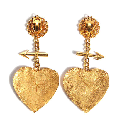 Chanel Cambon Heart Clip On Earrings Gold 3 of 4