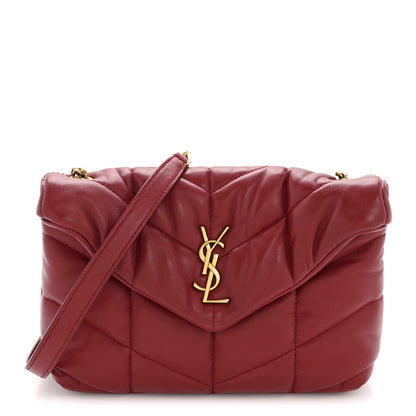 Saint Laurent Lambskin Quilted Toy Loulou Puffer Monogram Chain Satchel Red 1 of 15