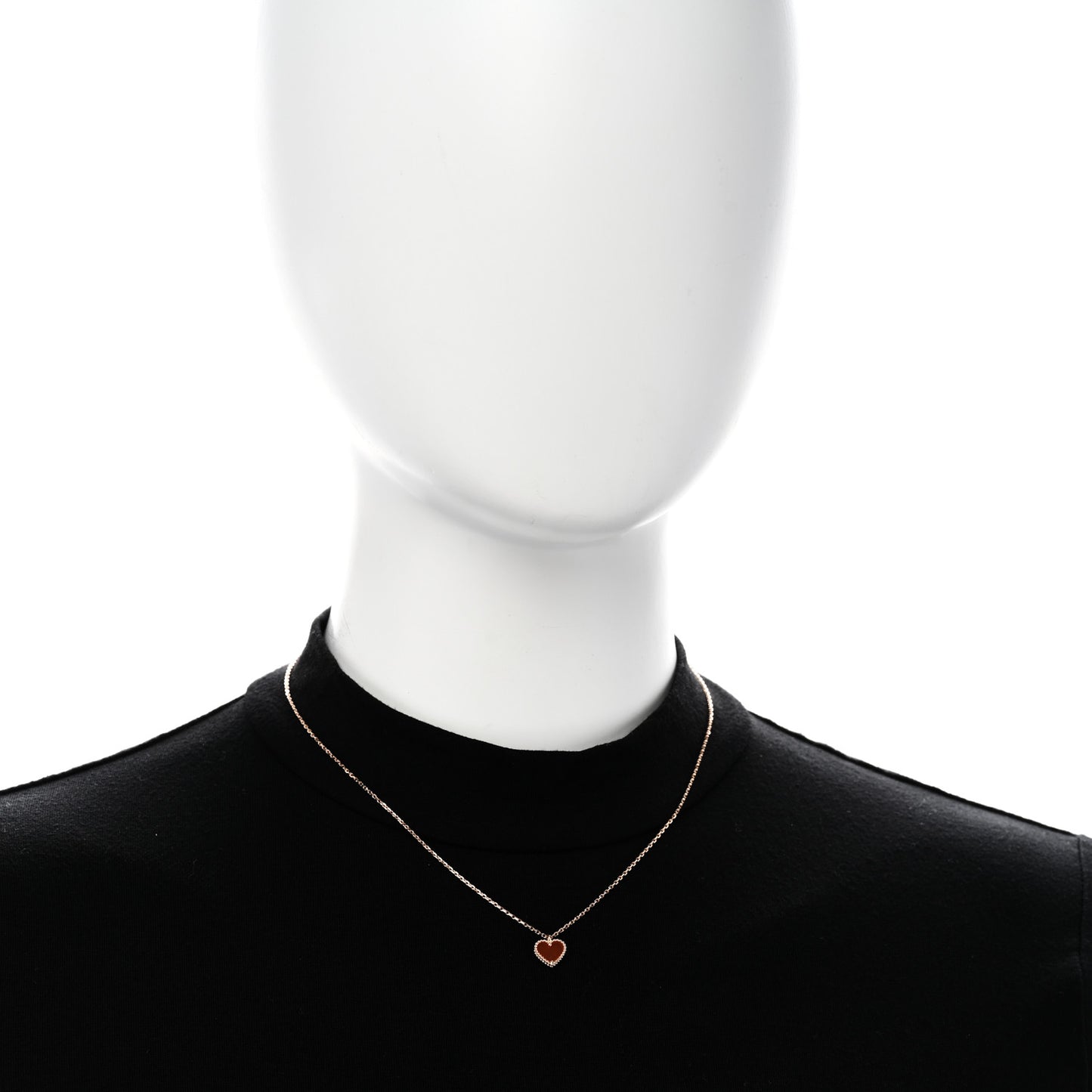 18K Rose Gold Carnelian Sweet Alhambra Heart Pendant Necklace