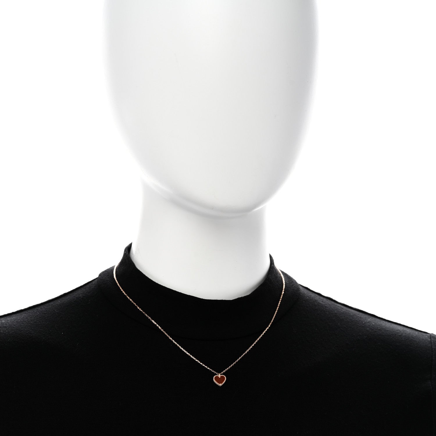 Van Cleef & Arpels 18K Rose Gold Carnelian Sweet Alhambra Heart Pendant Necklace 2 of 6