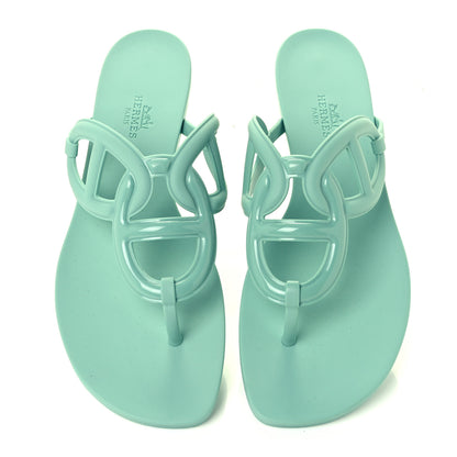 Hermes Rubber Womens Egerie Sandals 39 Vert Embrun 5 of 10