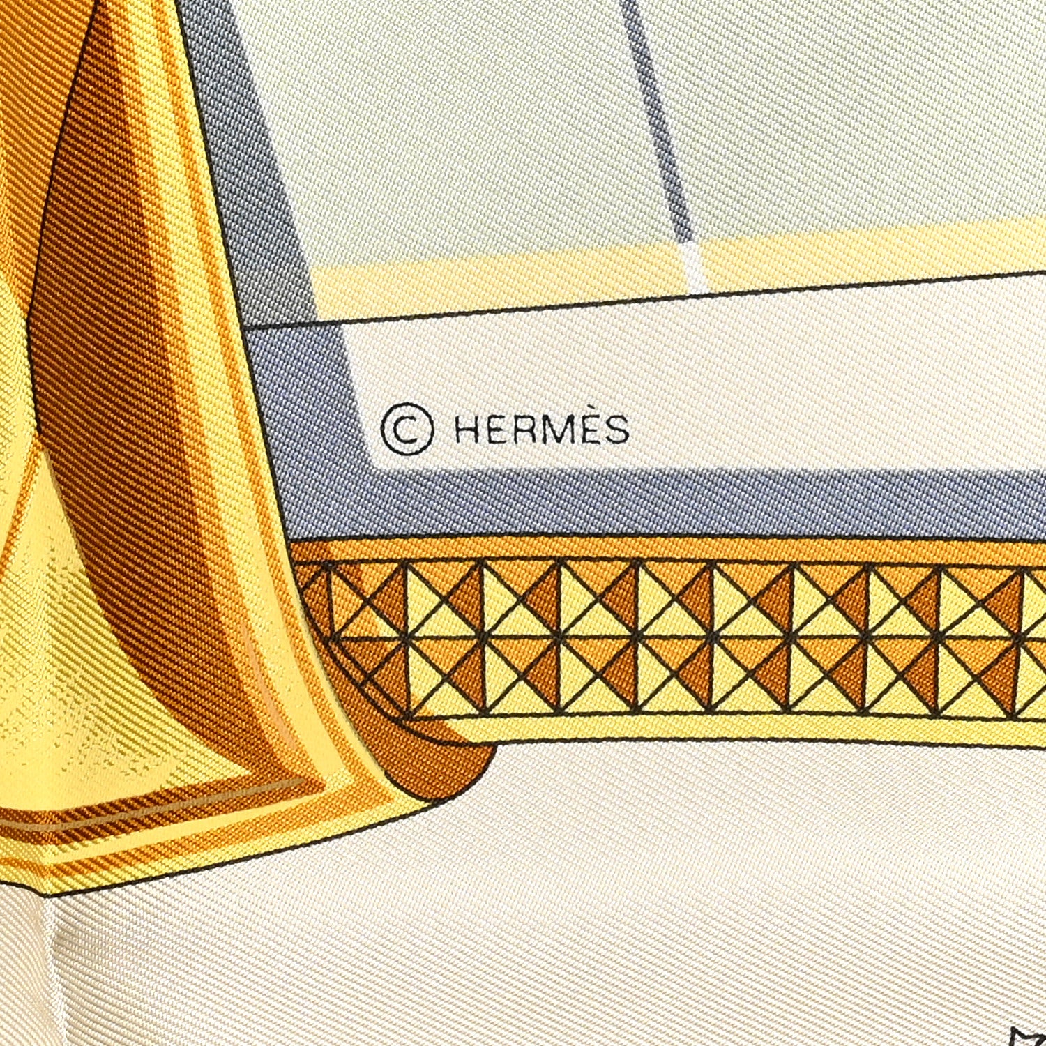 Hermes Silk Grand Apparat Scarf 90 Creme Gold Multicolor 5 of 6