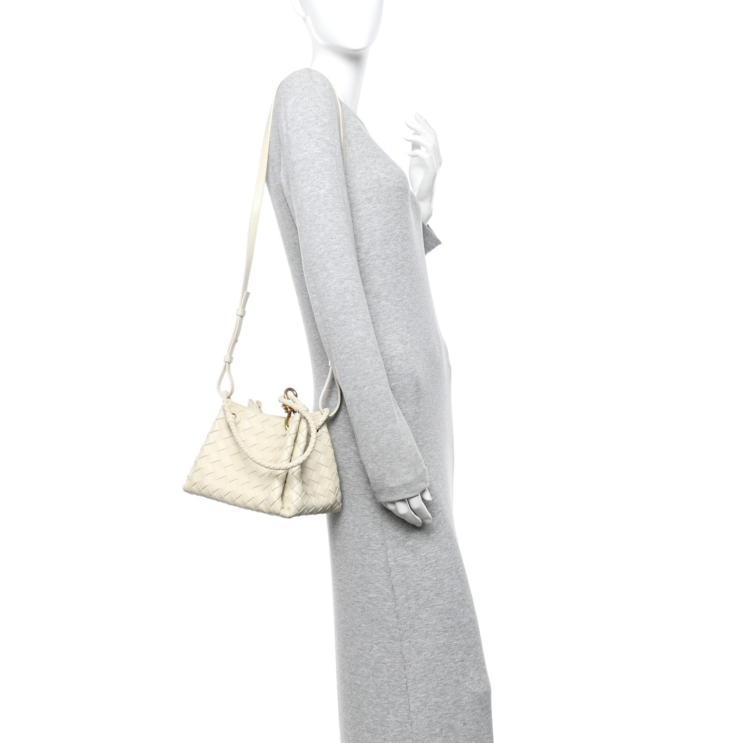 Nappa Intrecciato Small Parachute Shoulder Bag Sea Salt