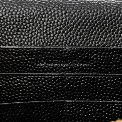 Saint Laurent Grain De Poudre Matelasse Chevron Monogram Chain Wallet Black 8 of 13