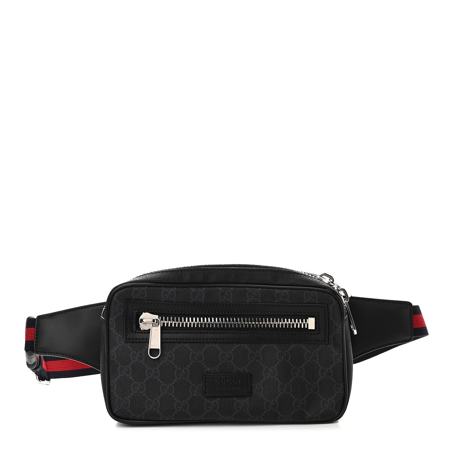 Gucci Soft GG Supreme Monogram Web Belt Bag Black Grey 1 of 10