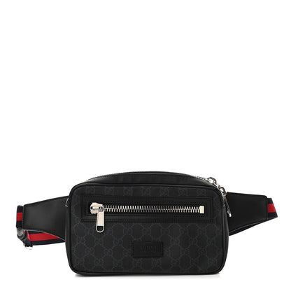 Gucci Soft GG Supreme Monogram Web Belt Bag Black Grey 1 of 10