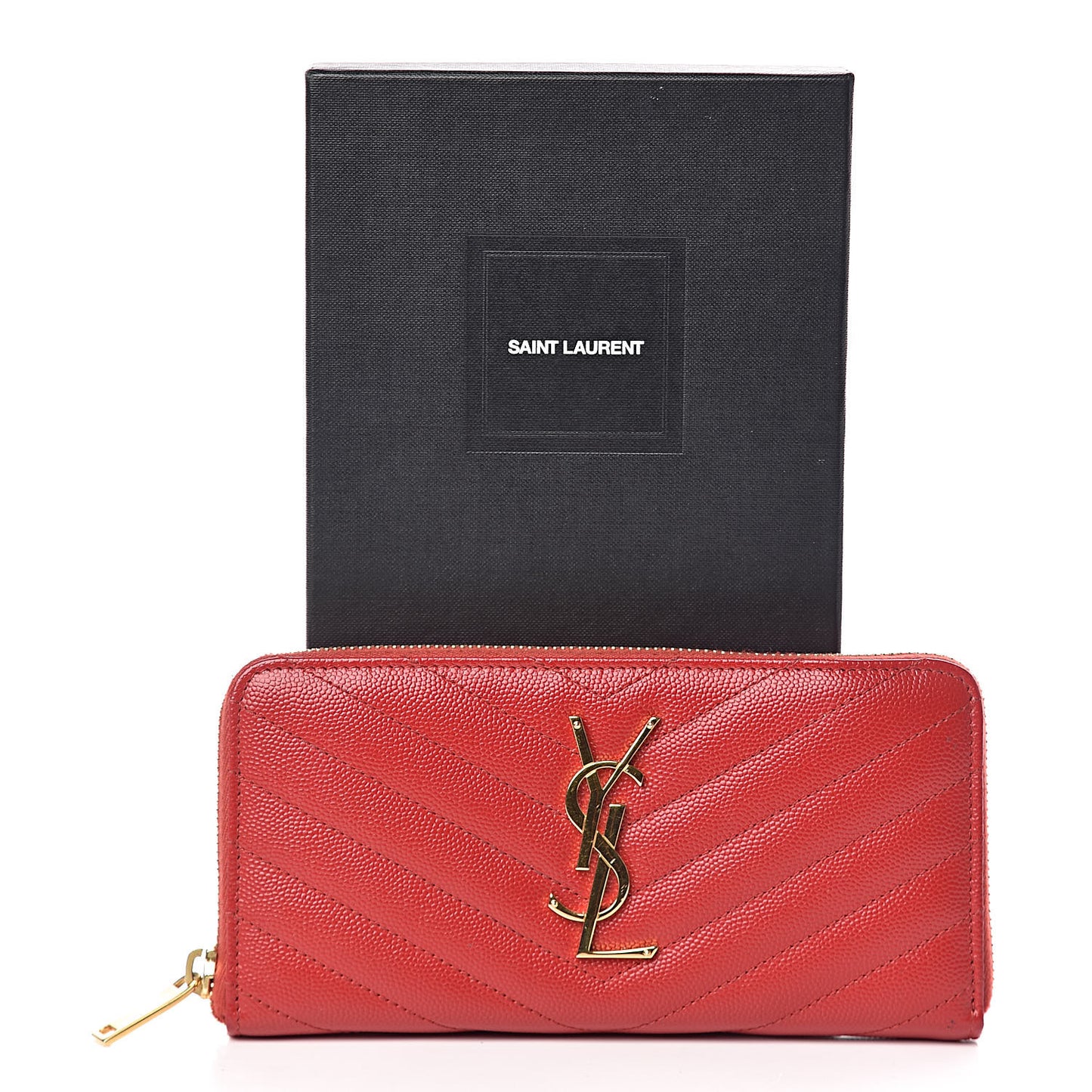 Grain De Poudre Matelasse Chevron Monogram Zip Around Wallet Bandana Red