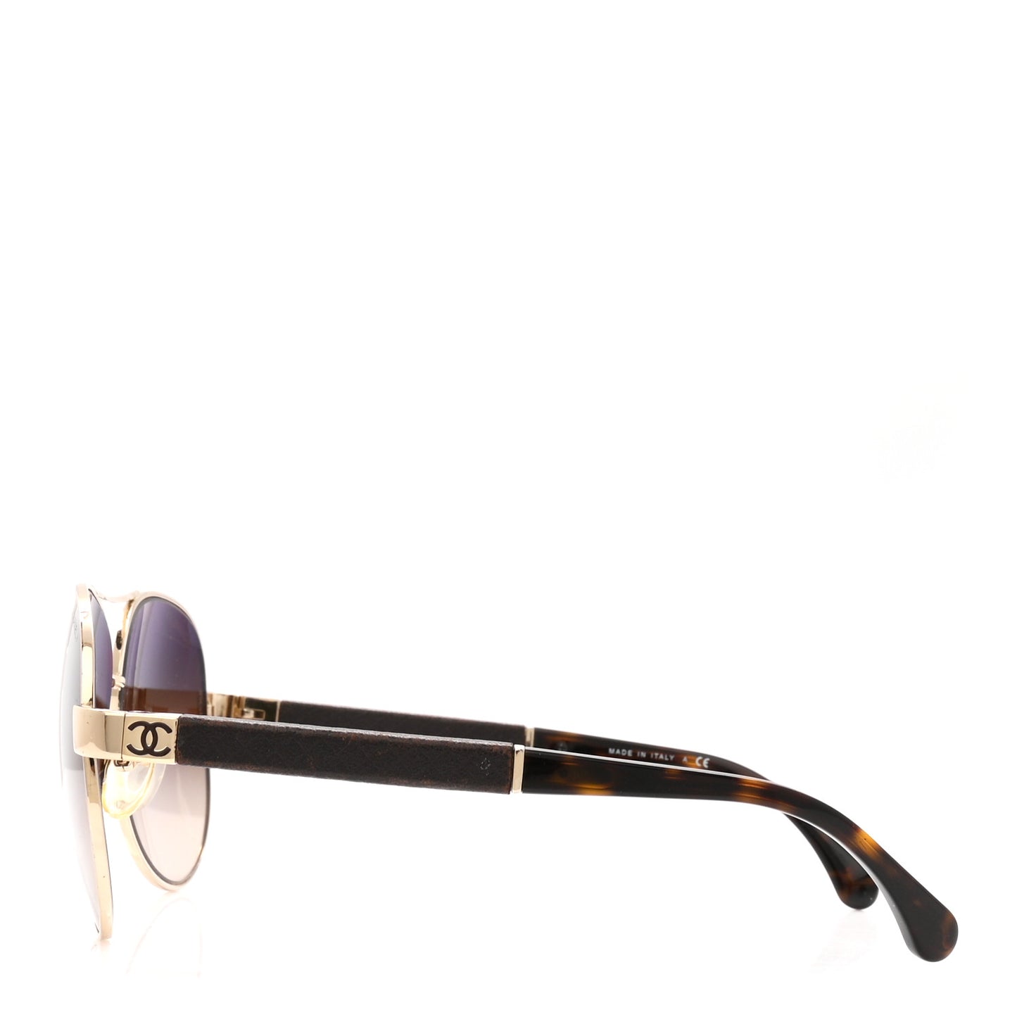 Lambskin Quilted CC Aviator Sunglasses 4195-Q-A Brown  Gold