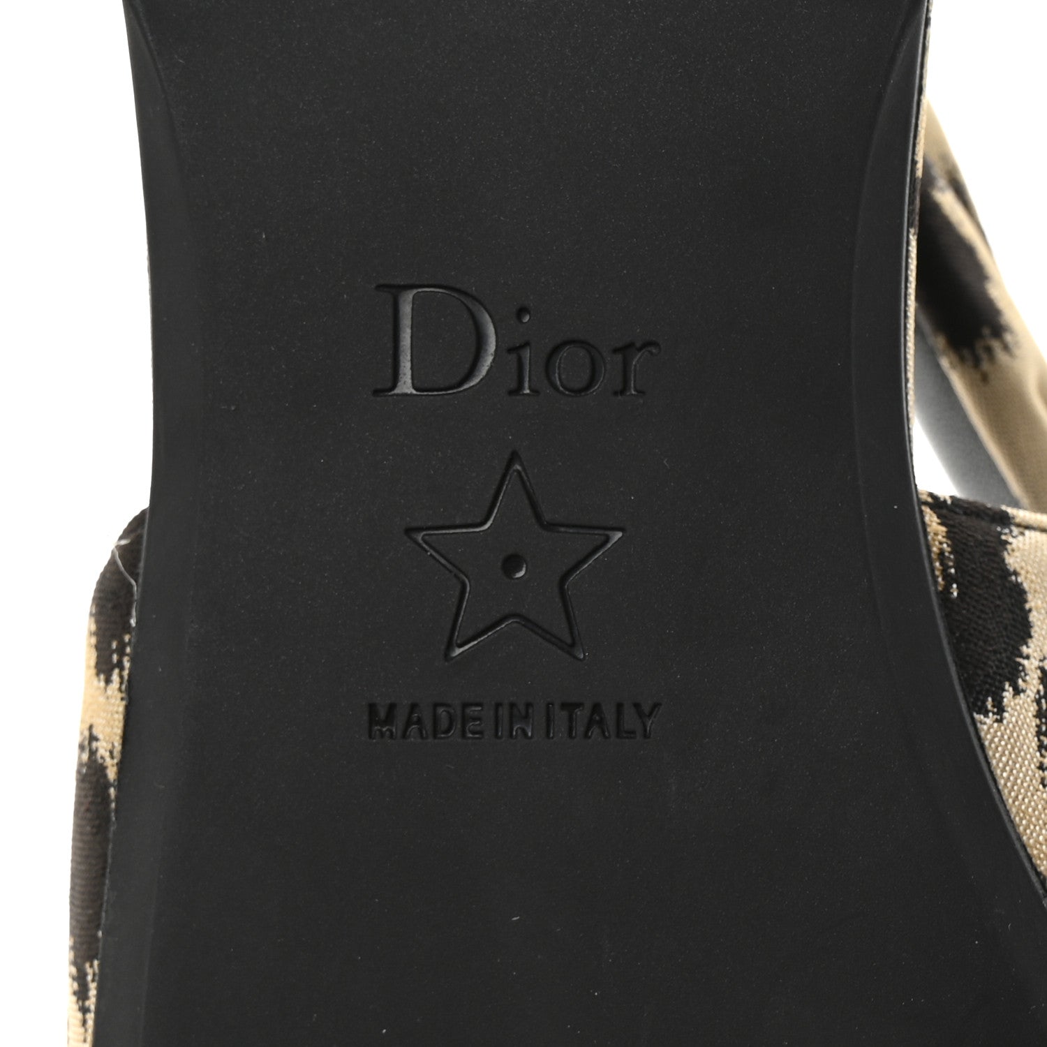 Christian Dior Nylon Leopard Print Mizza Slingback Flat 36 Beige