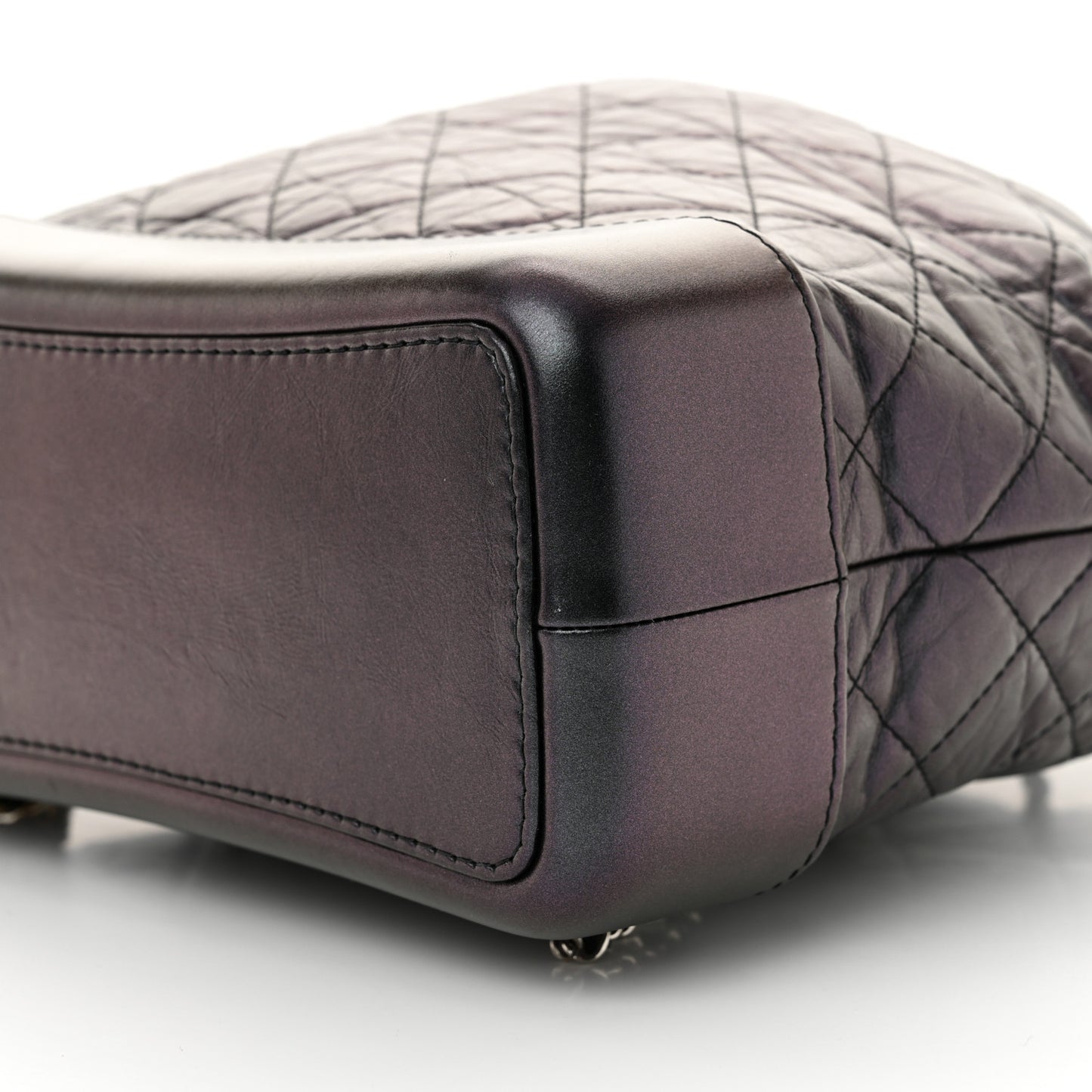 Iridescent Aged Calfskin Quilted Gabrielle Backpack Dark Purple