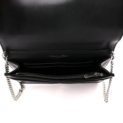Christian Dior Calfskin Patch Embroidered Diorama Chain Wallet Black 5 of 13