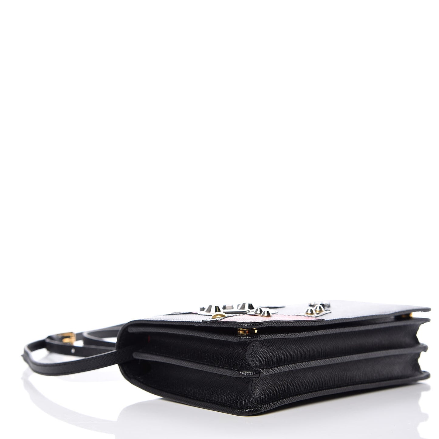 Saffiano Robot Crossbody Wallet Black