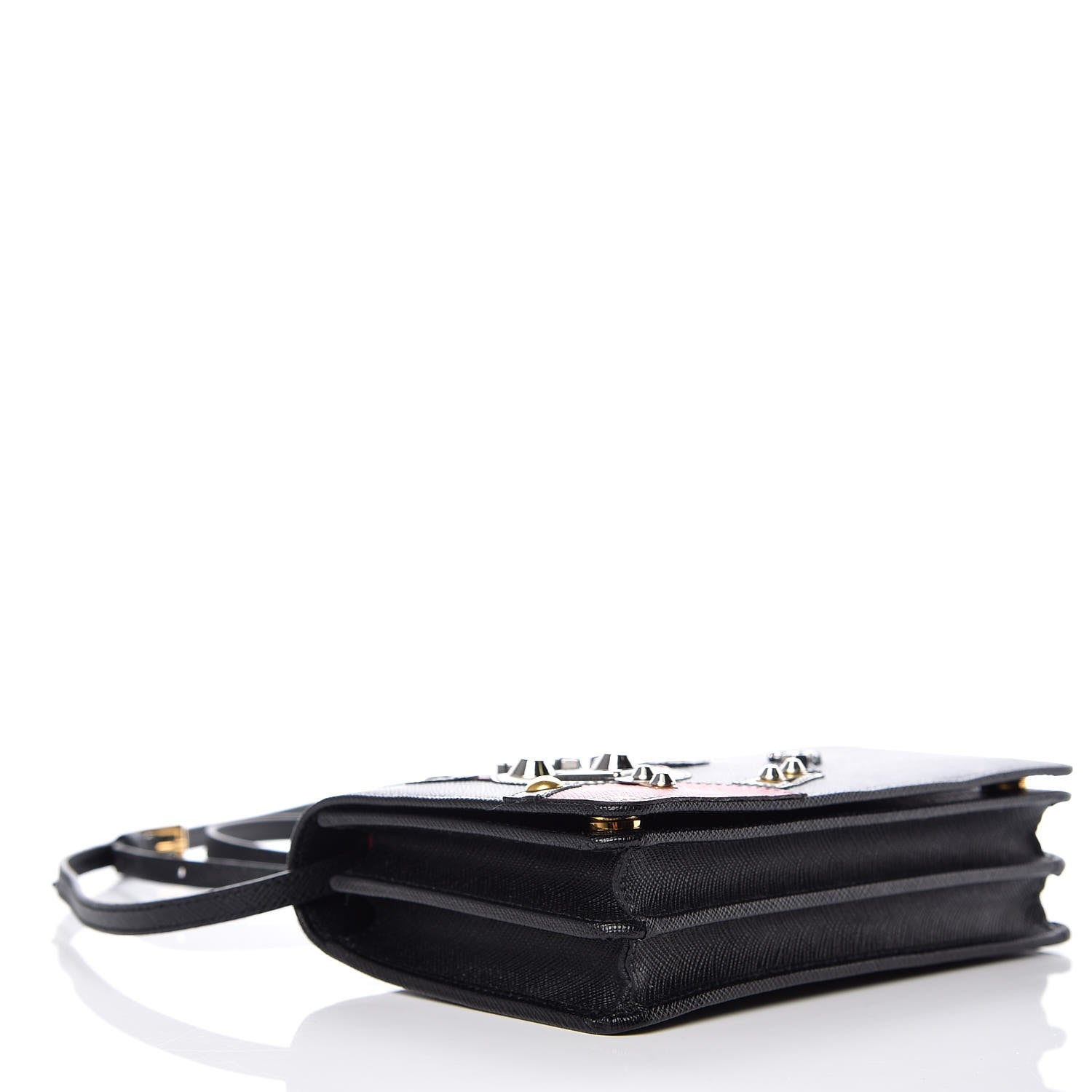 Prada Saffiano Robot Crossbody Wallet Black 4 of 11