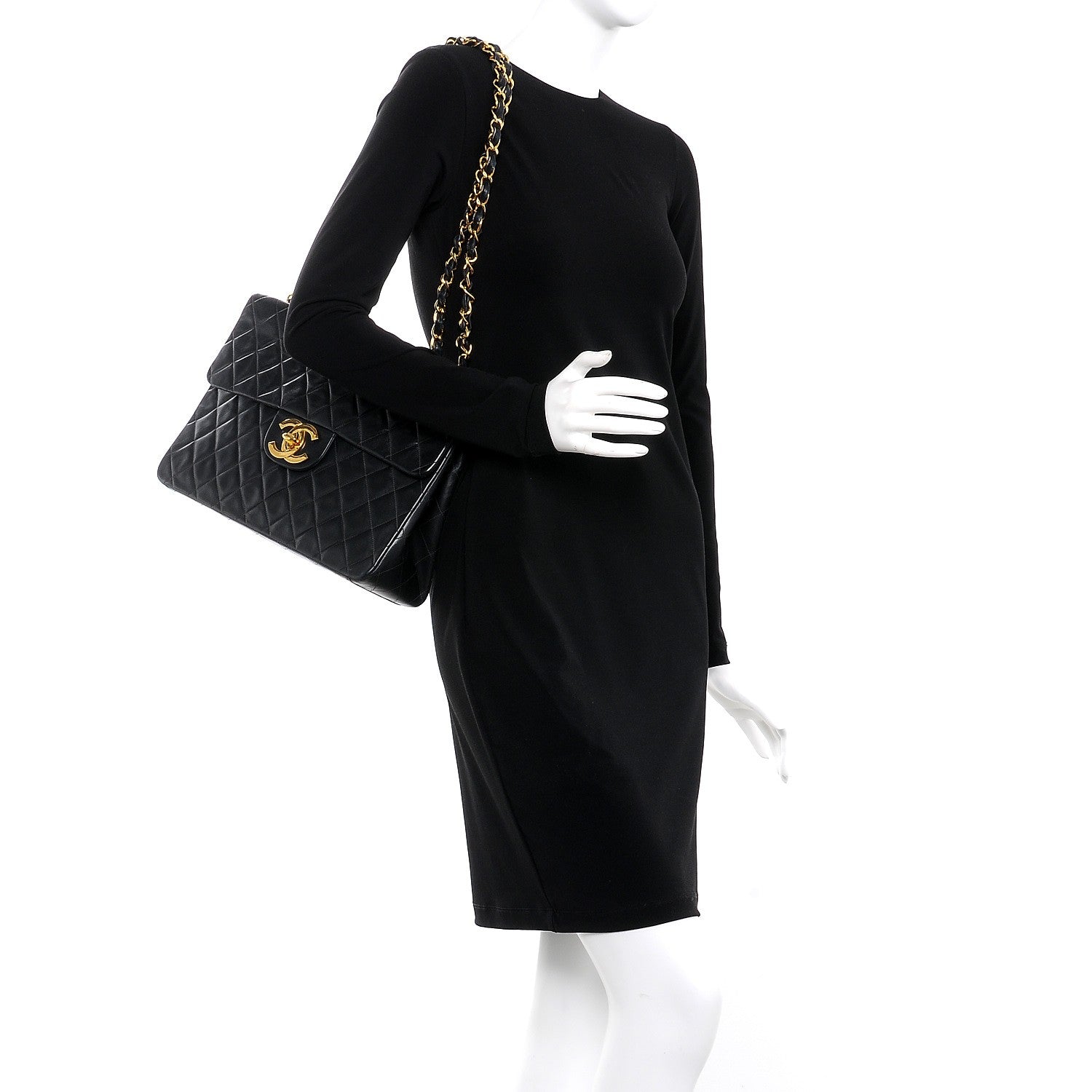 Chanel Lambskin Quilted XL Jumbo Single Flap Black 3 of 15