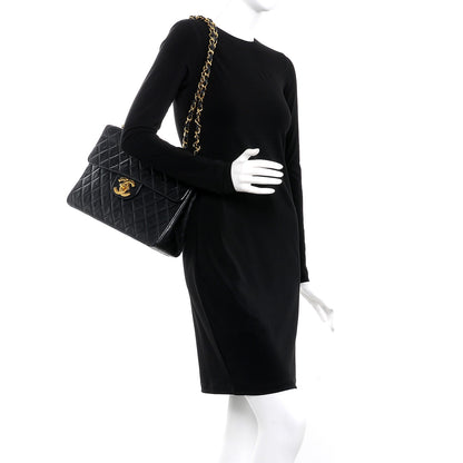 Chanel Lambskin Quilted XL Jumbo Single Flap Black 3 of 15