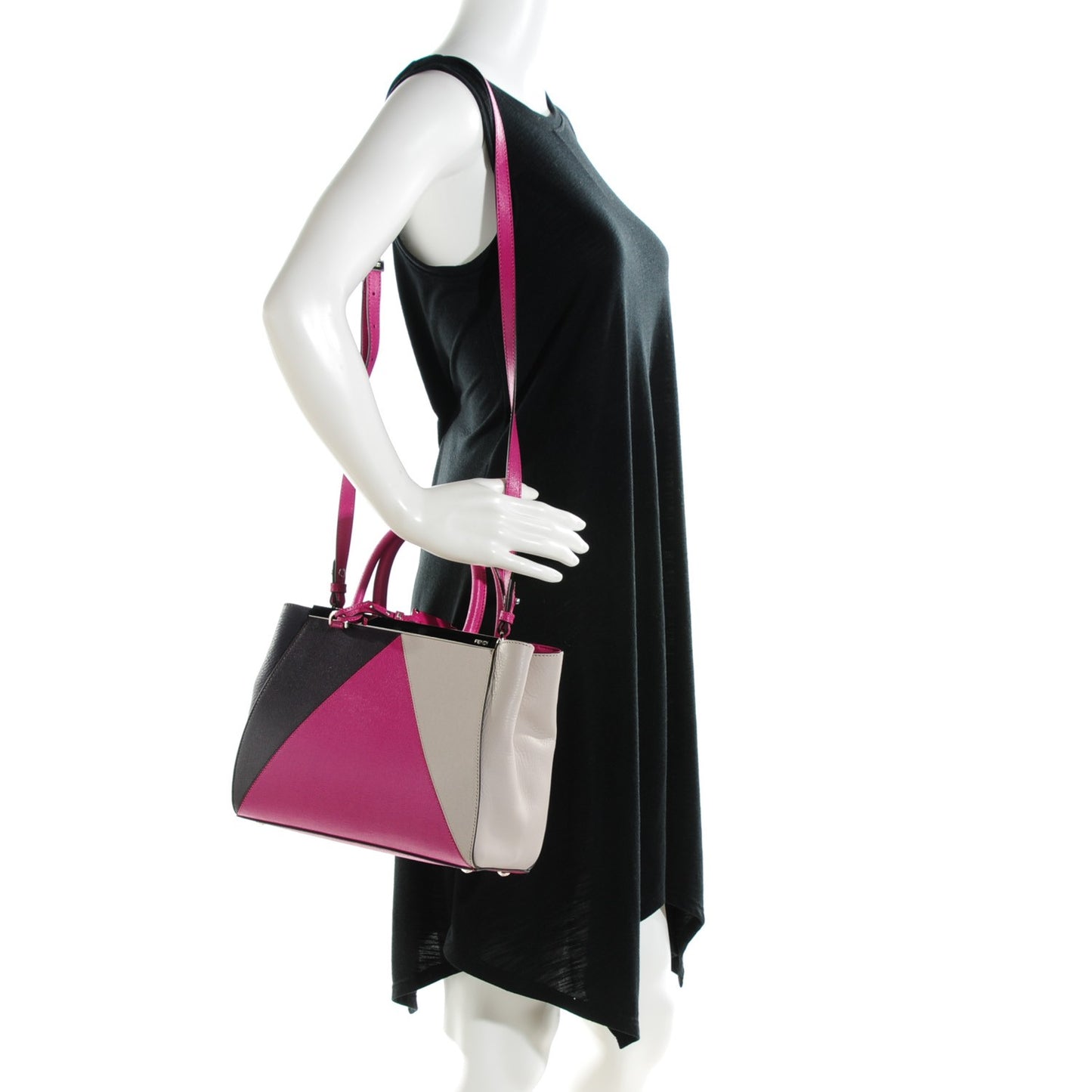 Vitello Elite Triangle Inlay Petite 2Jours Tote Magenta
