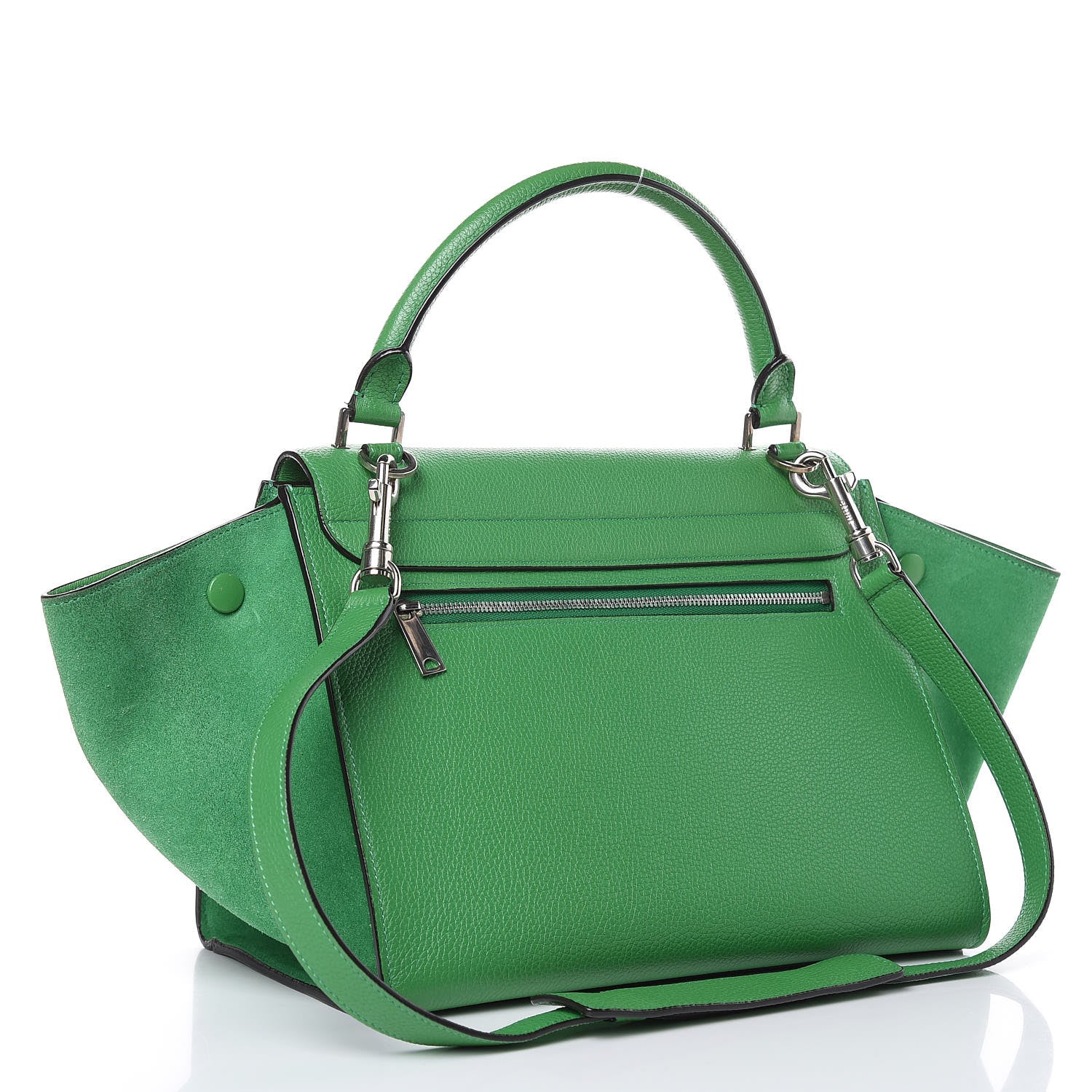 Celine Drummed Calfskin Suede Small Trapeze Mint 3 of 15