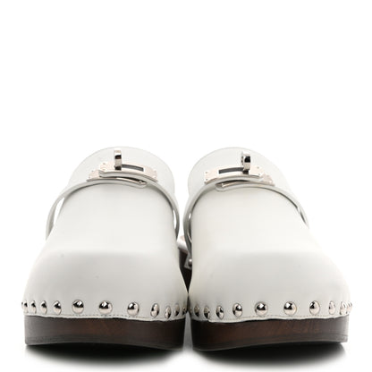 Hermes Calfskin Carlotta Mules 39 White 2 of 9