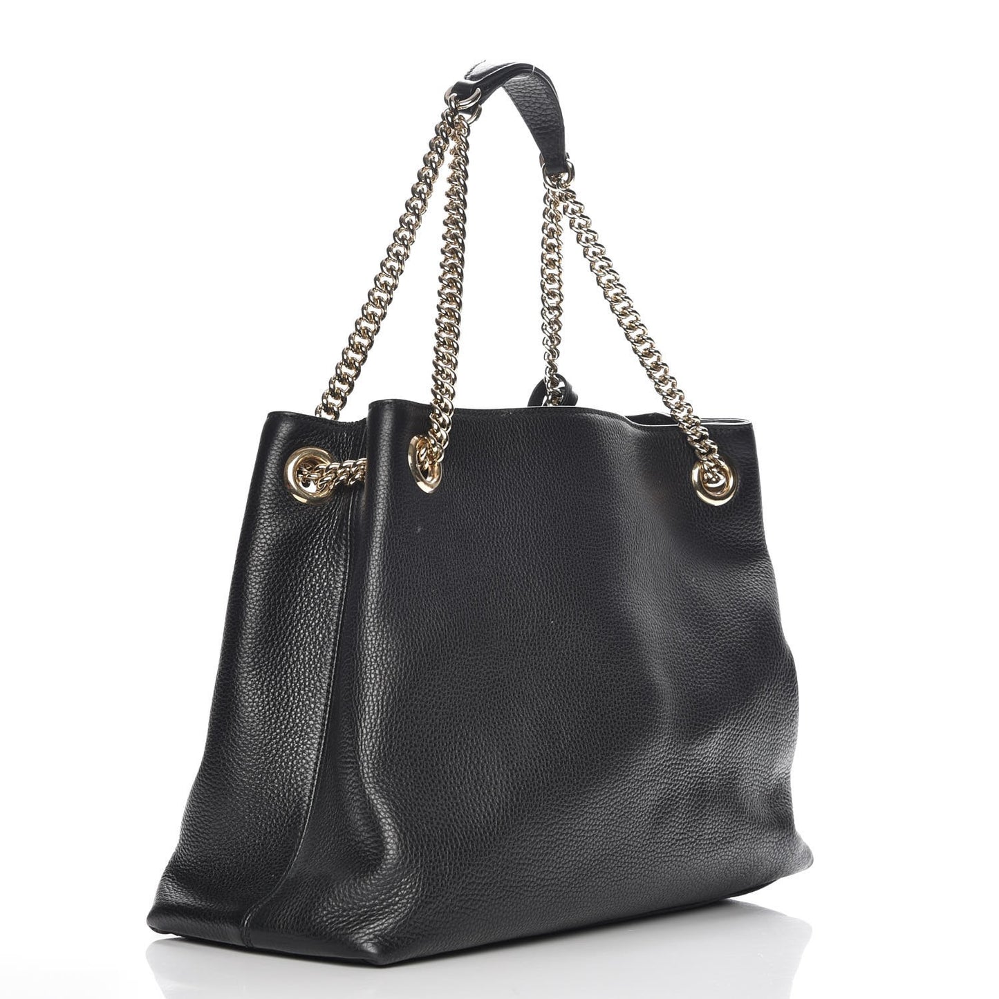 Pebbled Calfskin Medium Soho Chain Shoulder Bag Black
