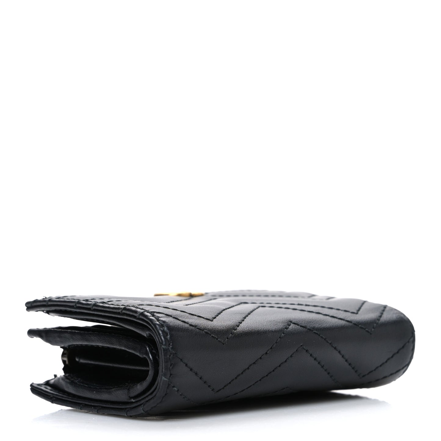 Calfskin Matelasse GG Marmont Card Case Wallet Black
