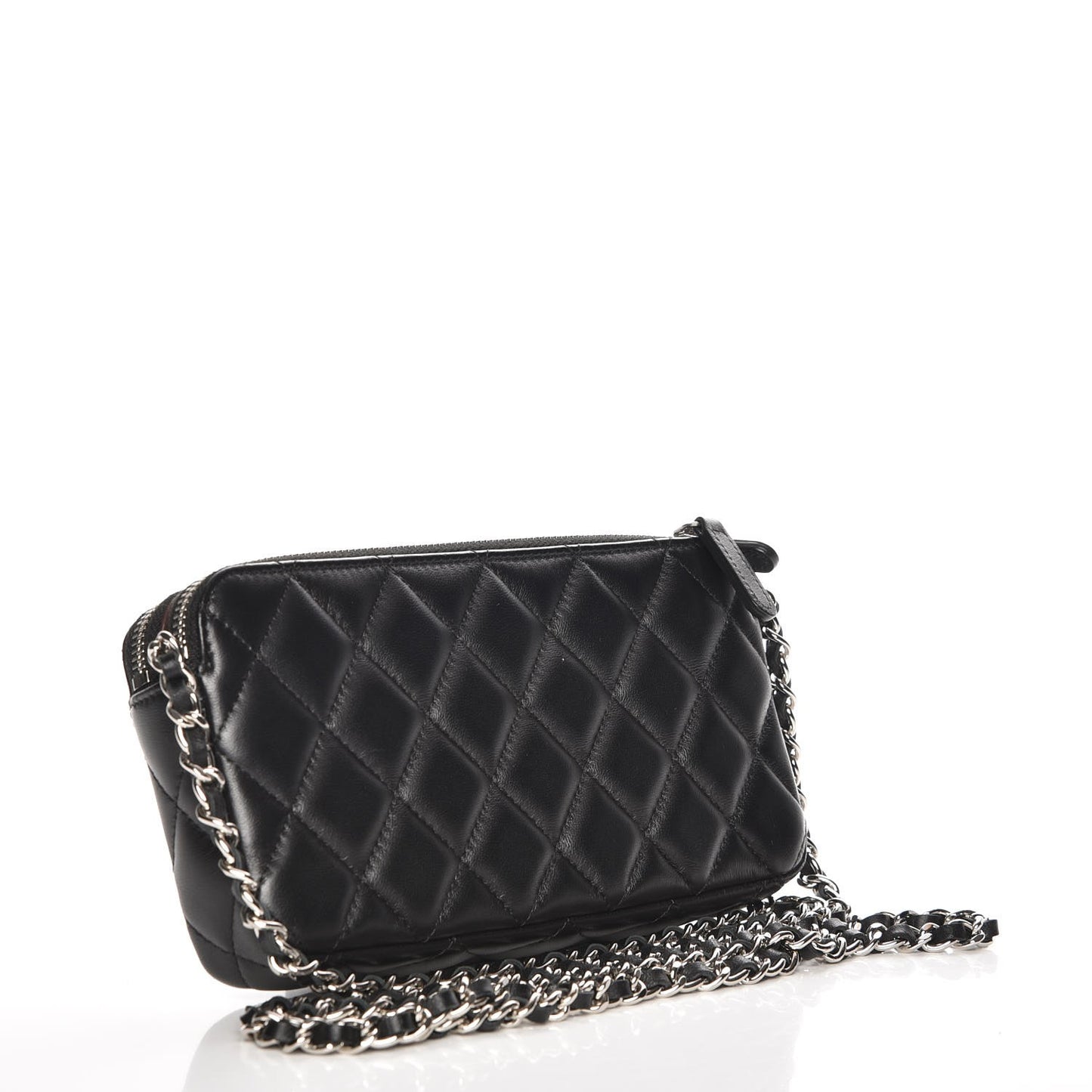 Lambskin Quilted Small Clutch With Chain Black
