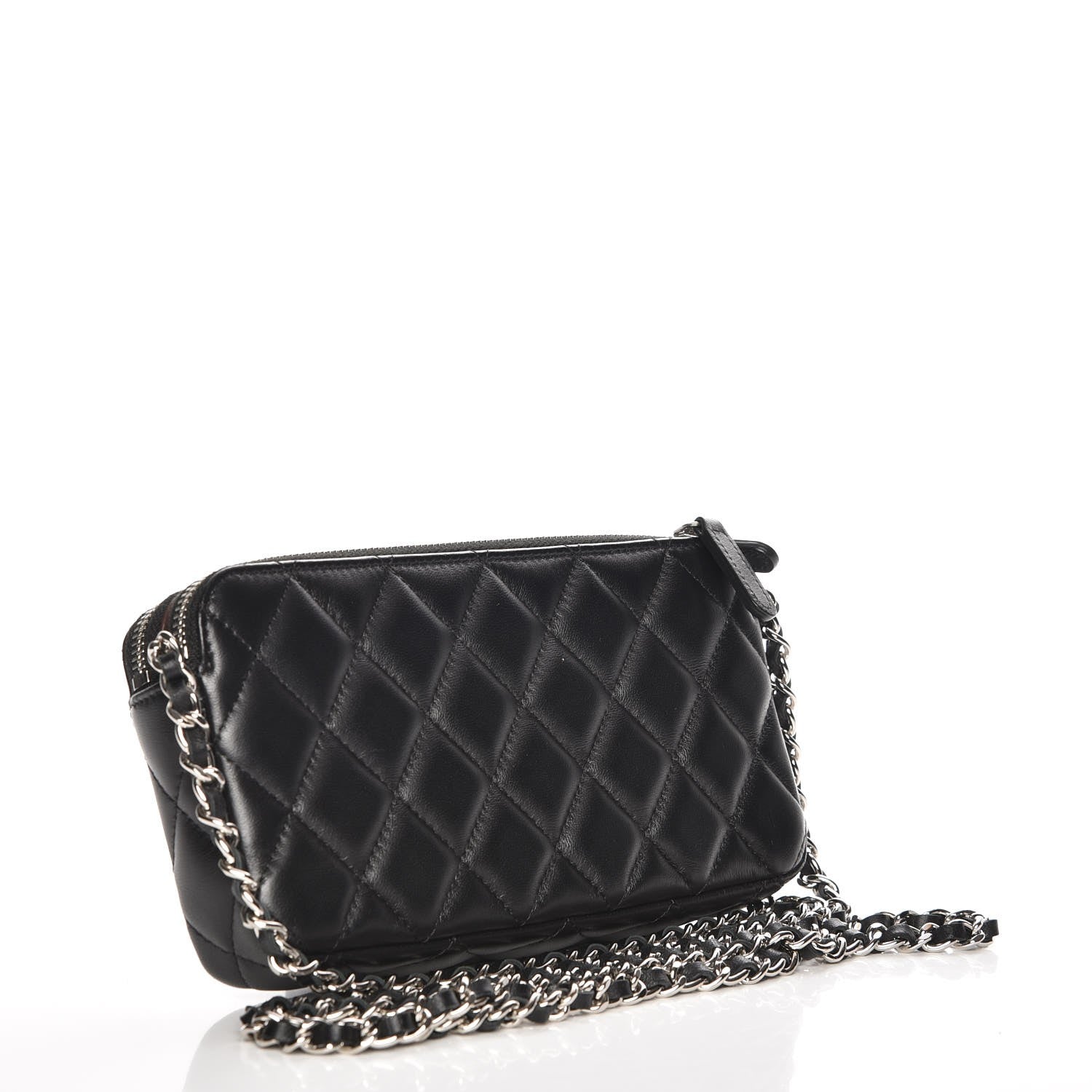Chanel Lambskin Quilted Small Clutch With Chain Black 3 of 9