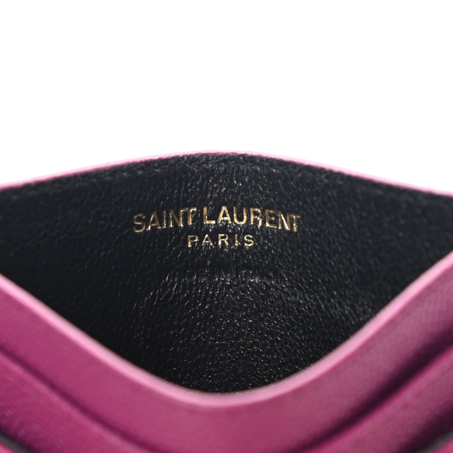 Saint Laurent Grain De Poudre Matelasse Chevron Monogram Credit Card Case Dark Grape 6 of 8