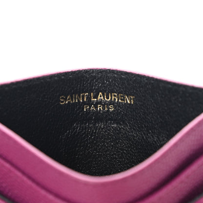 Saint Laurent Grain De Poudre Matelasse Chevron Monogram Credit Card Case Dark Grape 6 of 8