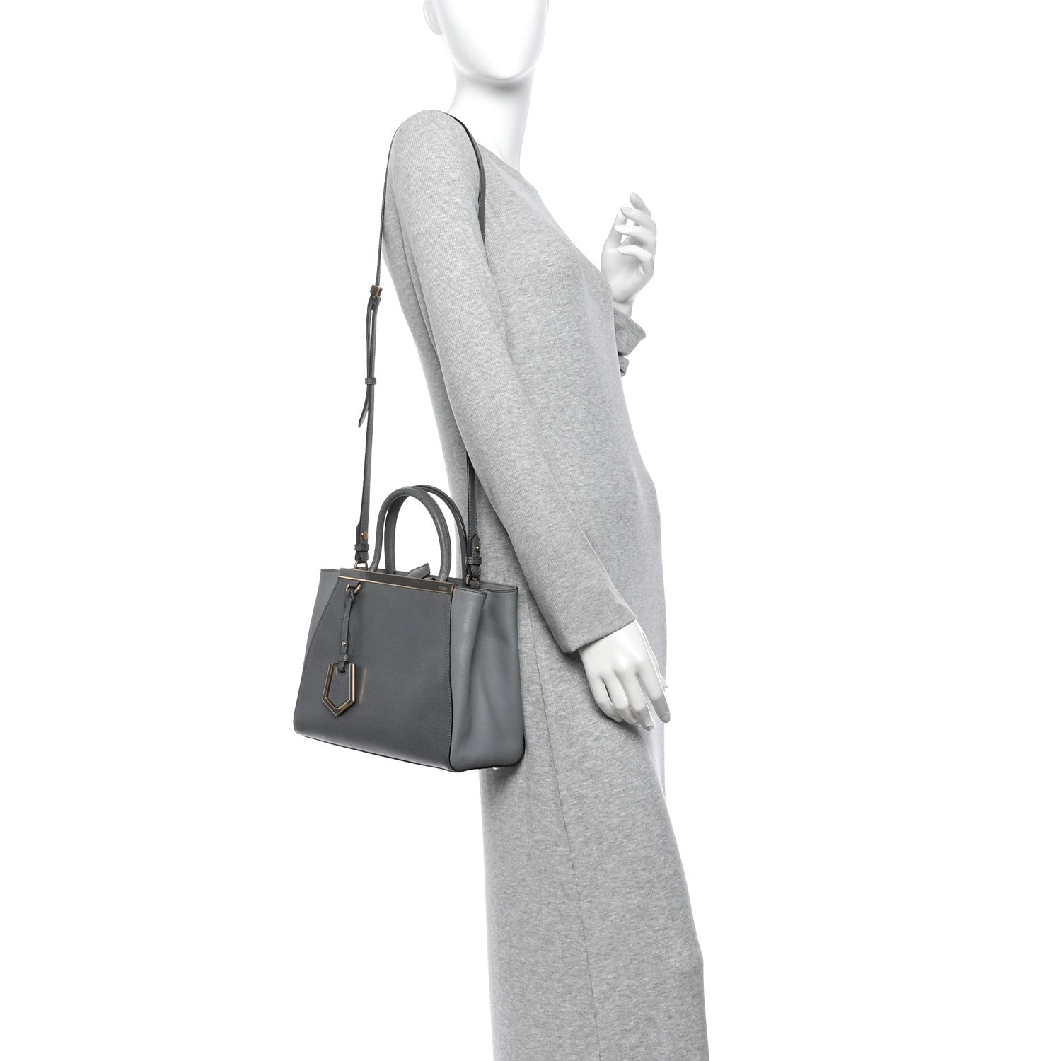 Fendi Vitello Elite Petite 2Jours Tote Grigio Grigio Chiaro 2 of 14