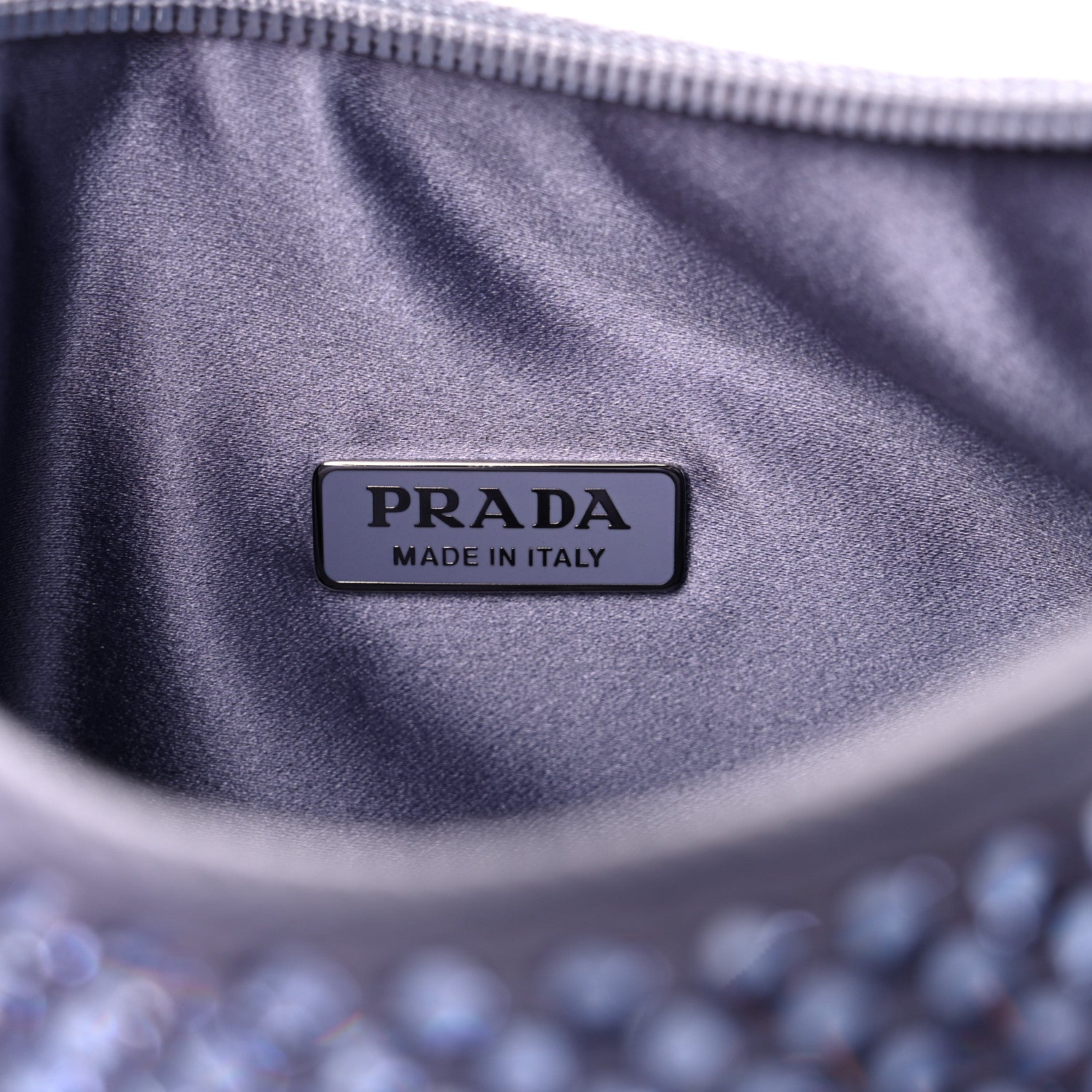 Prada Satin Crystal Mini Re-Edition 2000 Bag Glicine 6 of 11