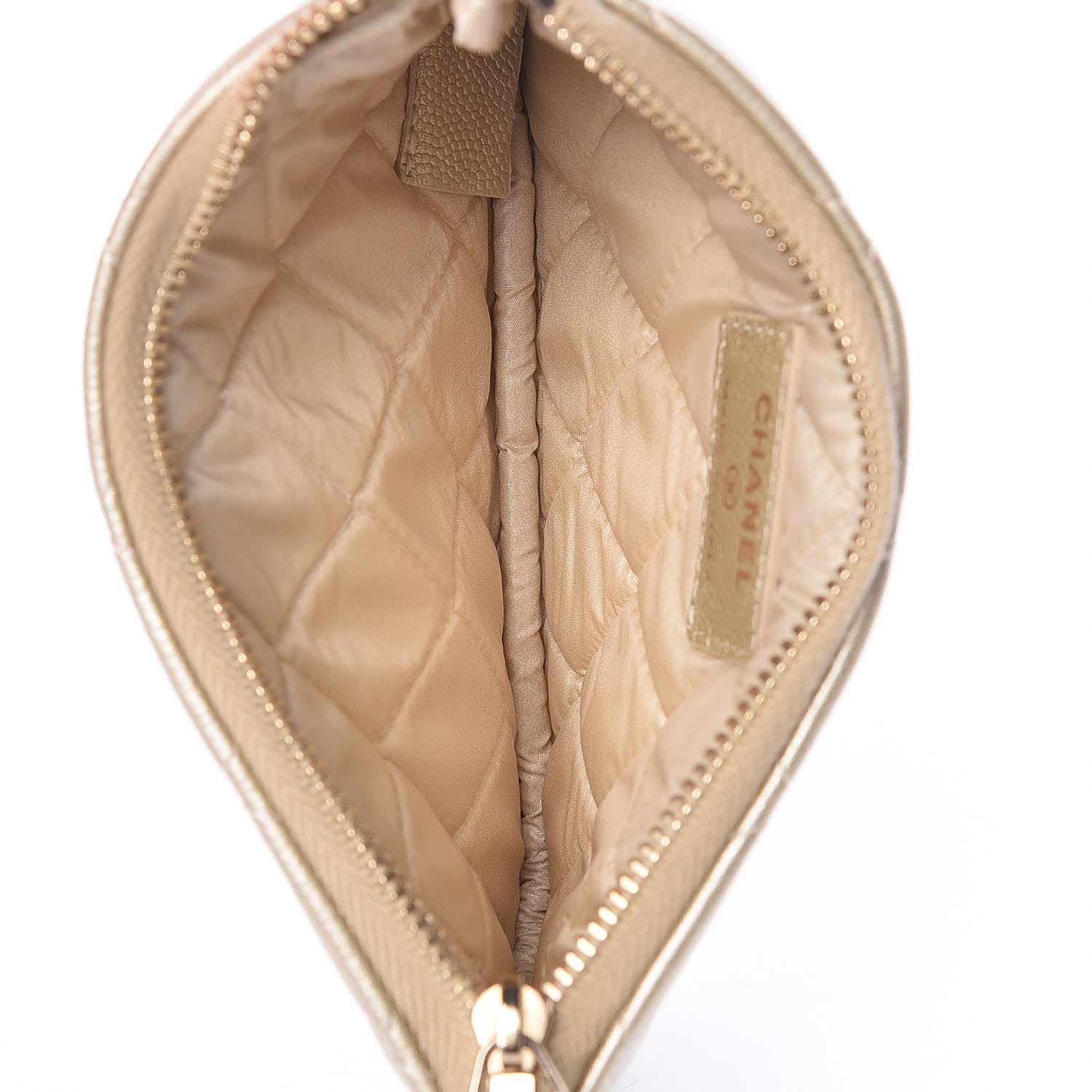 Chanel Metallic Caviar Quilted Small Cosmetic Case Gold 5 of 8