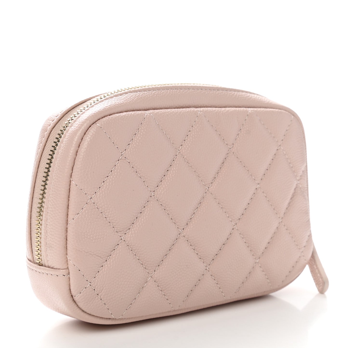 Caviar Quilted Small Curvy Pouch Cosmetic Case Light Pink