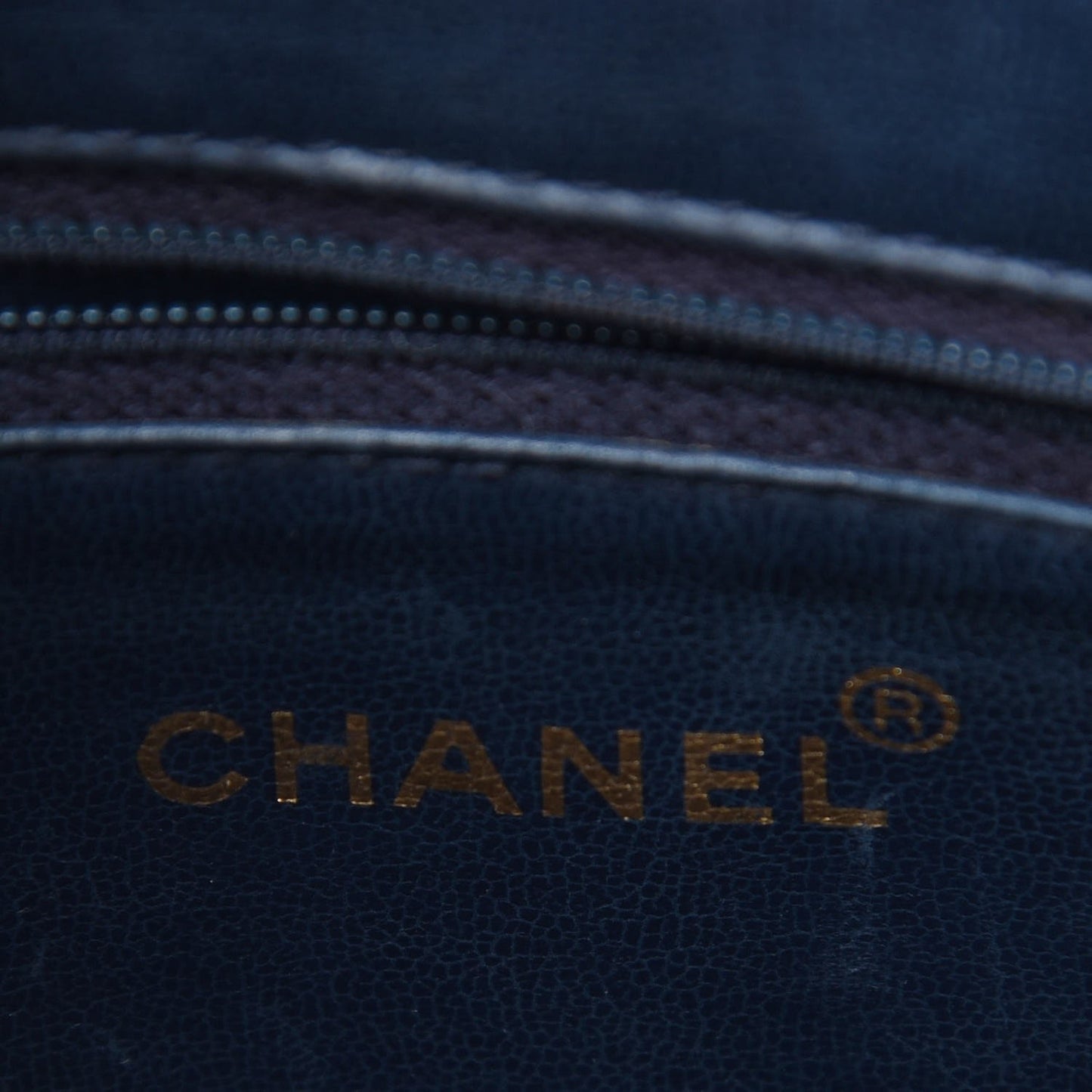 Caviar CC Shoulder Bag Navy Blue