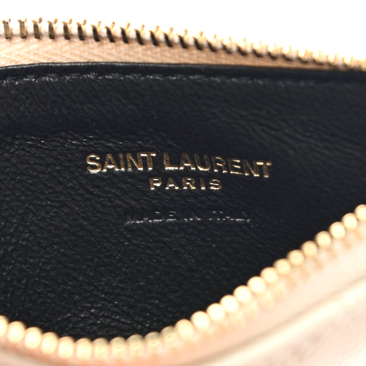 Saint Laurent Grain De Poudre Matelasse Chevron Monogram Fragments Zippered Card Case Crema Soft 6 of 8