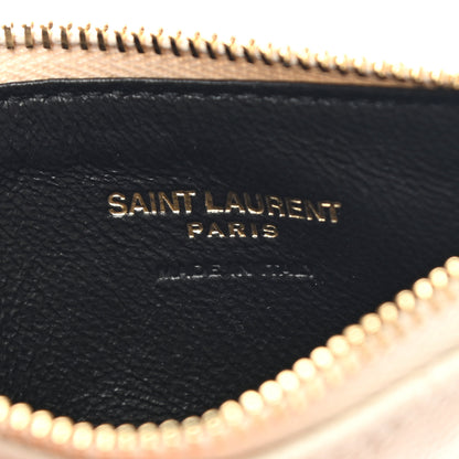 Saint Laurent Grain De Poudre Matelasse Chevron Monogram Fragments Zippered Card Case Crema Soft 6 of 8