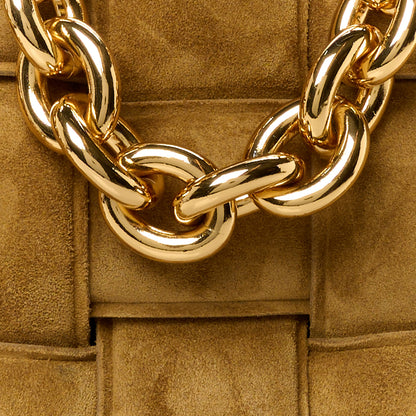 Bottega Veneta Suede Maxi Intrecciato Padded Chain Cassette Crossbody Bag Taupe 10 of 13