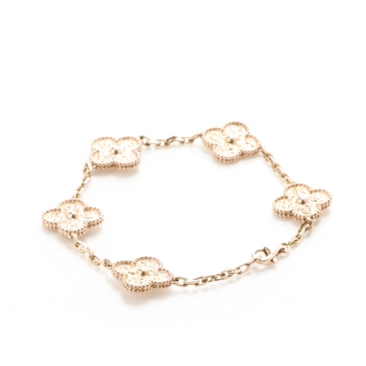 Van Cleef & Arpels 18K Rose Gold 5 Motifs Vintage Alhambra Bracelet 3 of 6