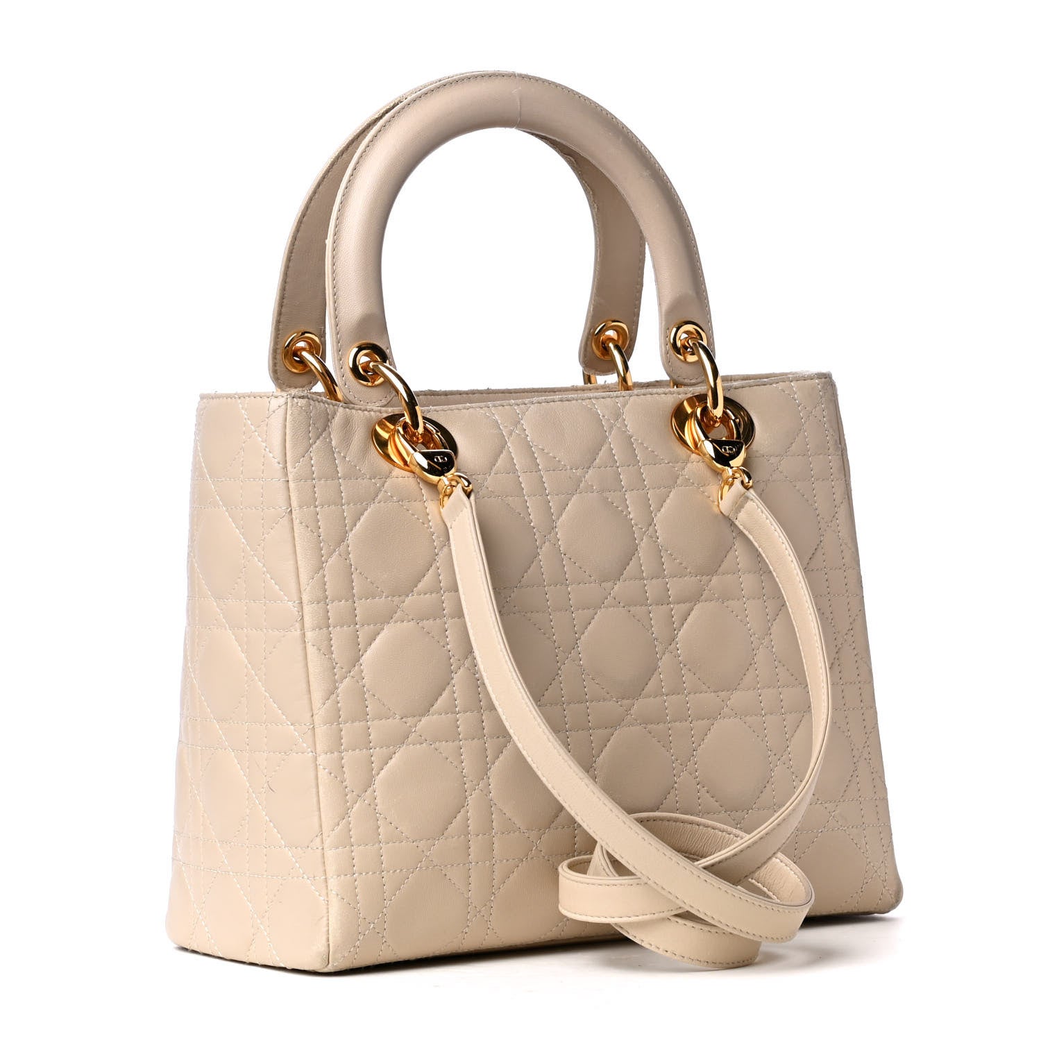 Christian Dior Lambskin Cannage Medium Lady Dior Light Beige 2 of 7