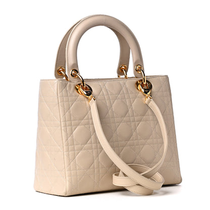 Christian Dior Lambskin Cannage Medium Lady Dior Light Beige 2 of 7