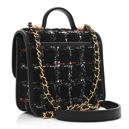 Chanel Tweed School Memory Mini Top Handle Flap Black White 2 of 9