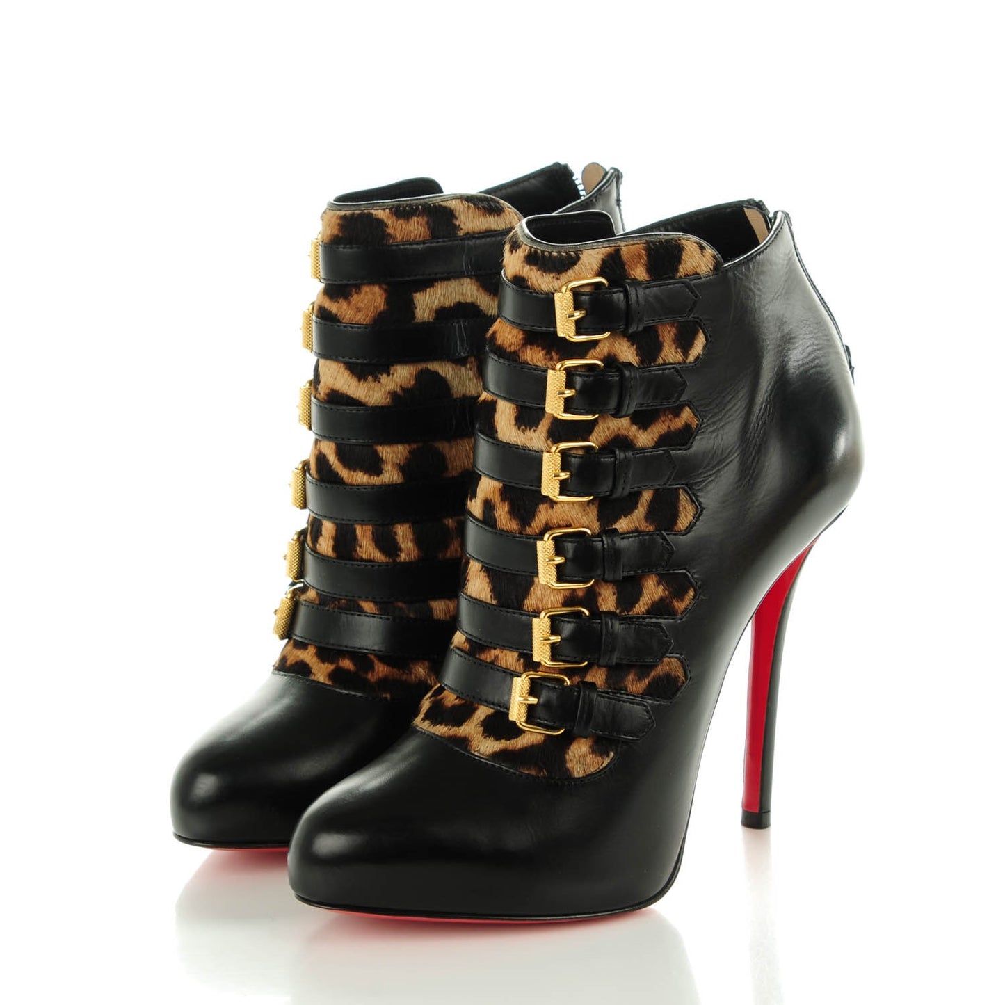 Calfskin Pony Hair Leopard Attroupa 120 Booties 36.5